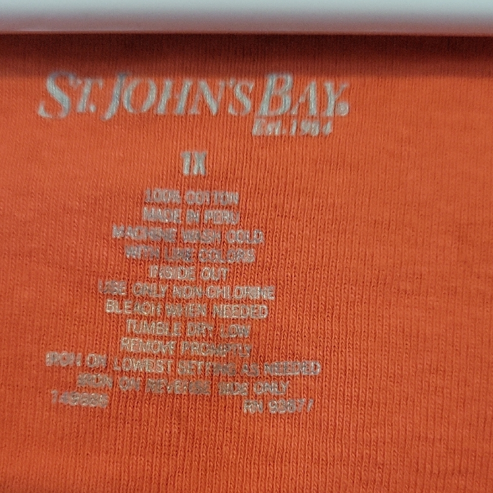 St. John's Bay Orange Pink Short Sleeve Tee - Picture 2 of 4